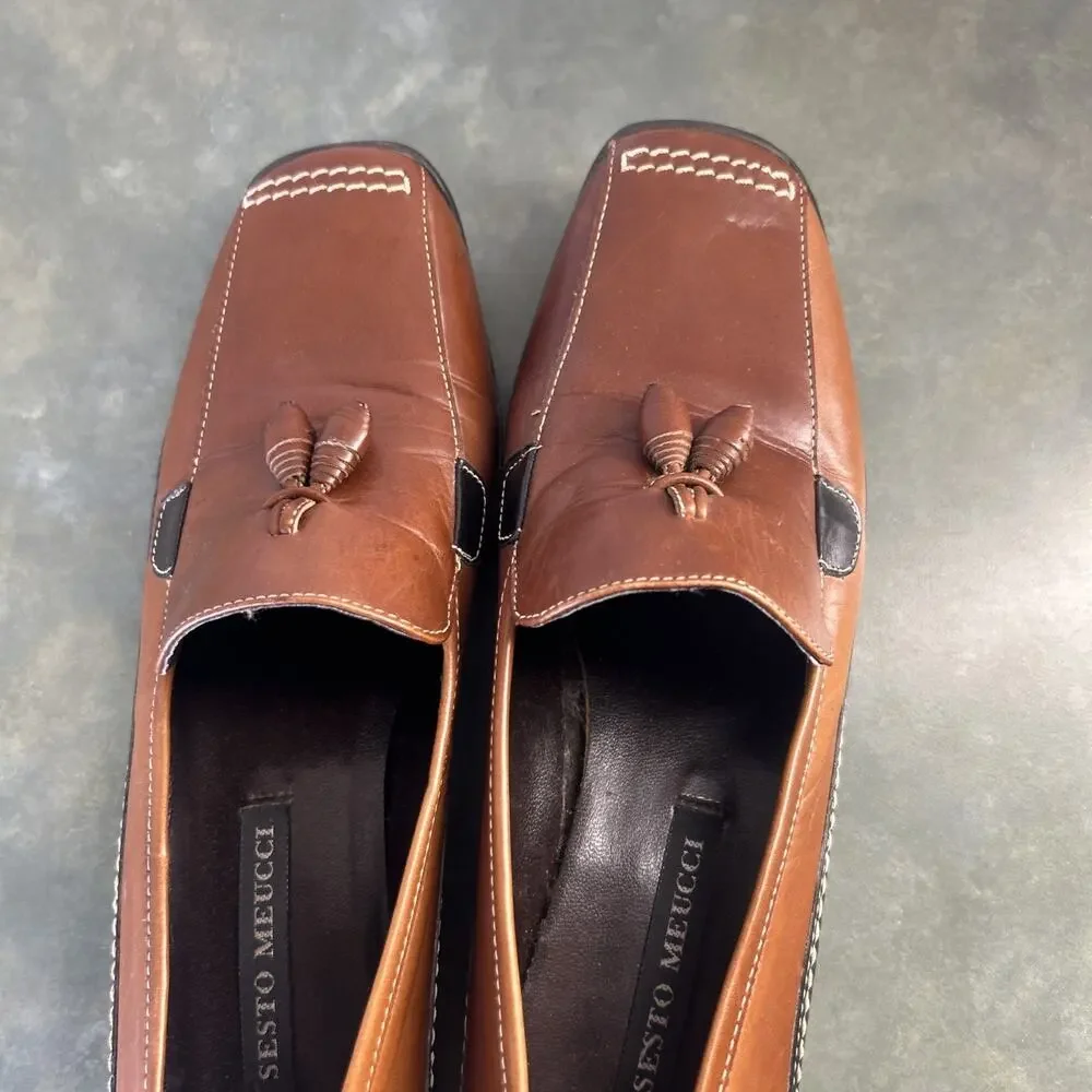 Sesto Meucci Italy Leather Tassel Driving Loafers Womens Size 5 Vintage